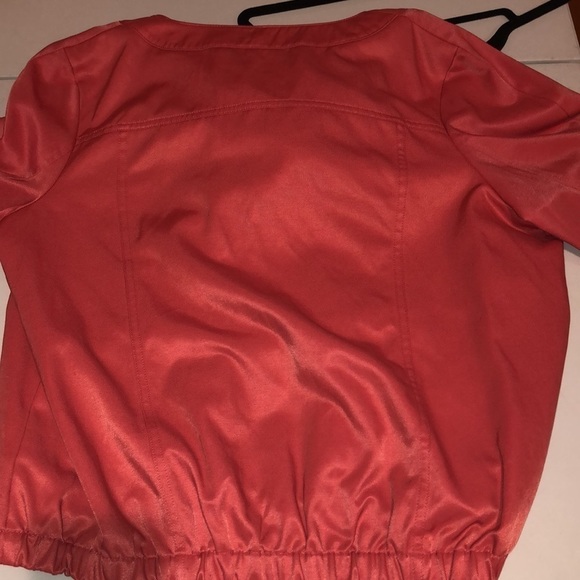 Simply Vera Vera Wang size  large coral zip front removable hooded bomber jacket - Picture 10 of 12